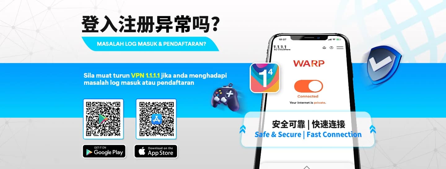 Masalah log masuk dan pendaftaran? Muat turun VPN 1.1.1.1