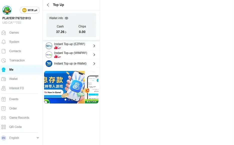Winbox Wallet top up options