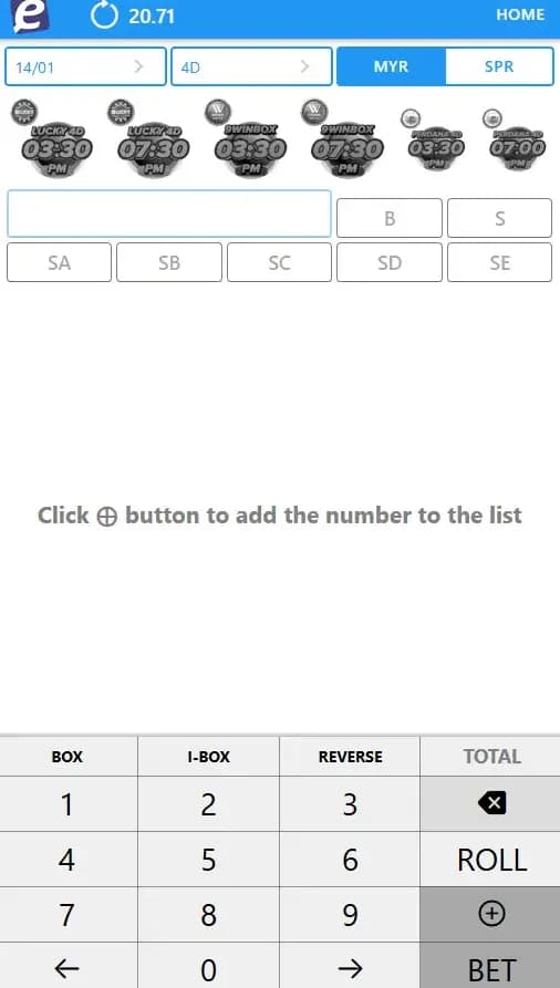 Winbox Hourly totto lottery UI