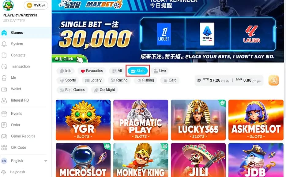Winbox Slot Section Games Image