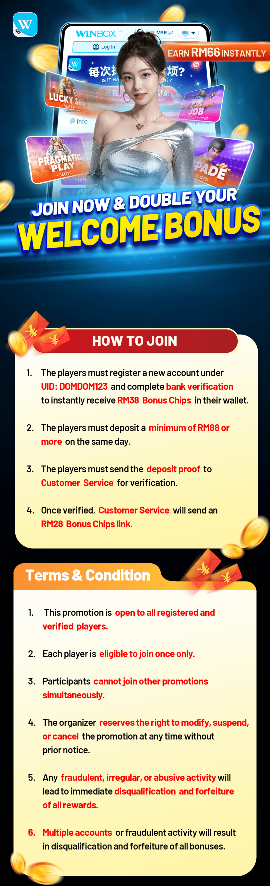 Winbox welcome pack campaign