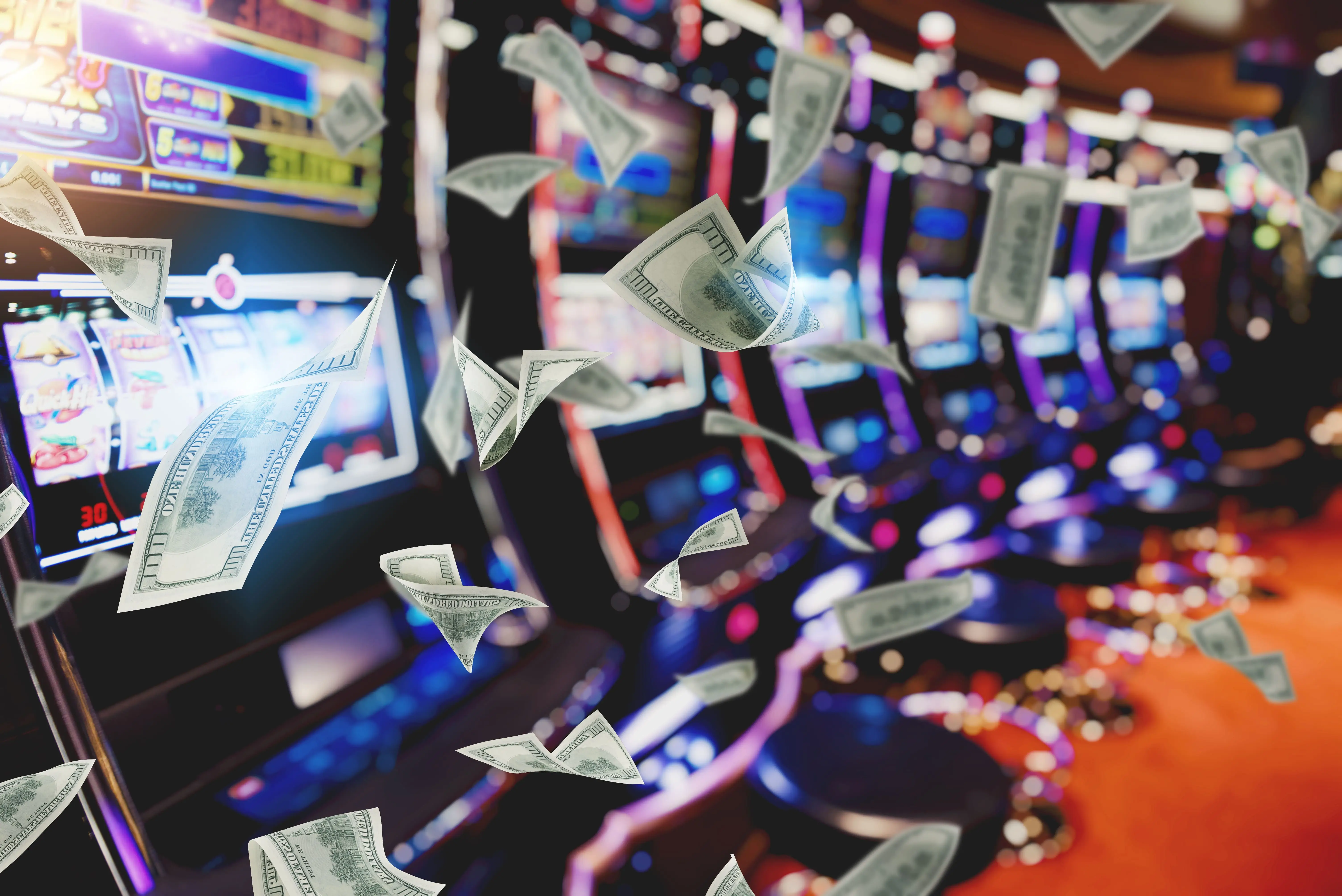 Casino payout algorithm distributing winnings from slot machine jackpot in online casino environment
