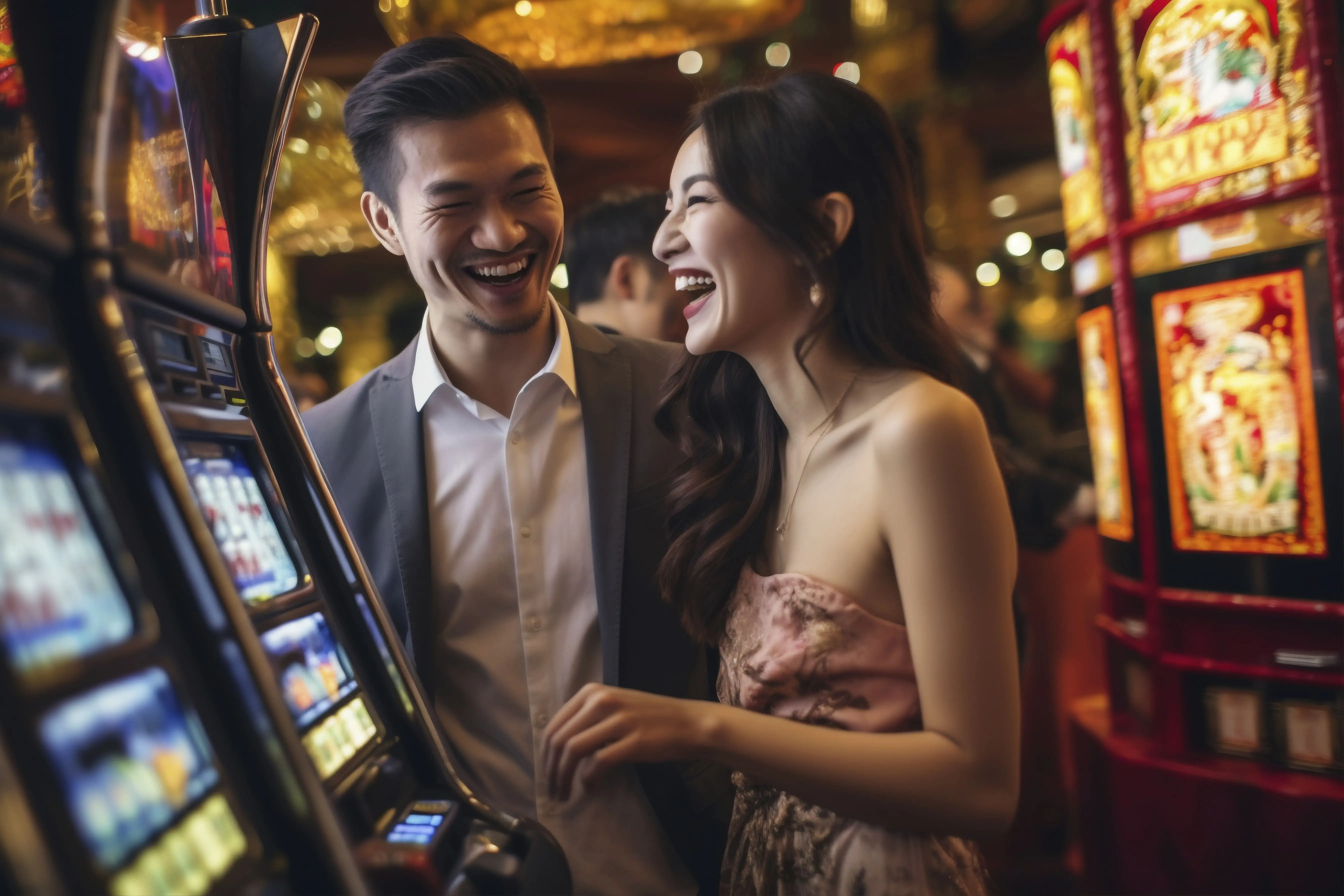 Happy players enjoying Lucky365 slot machines and casino games experience at Winbox Casino